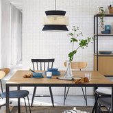 Double Layer Rattan Fabric Pendant Light
